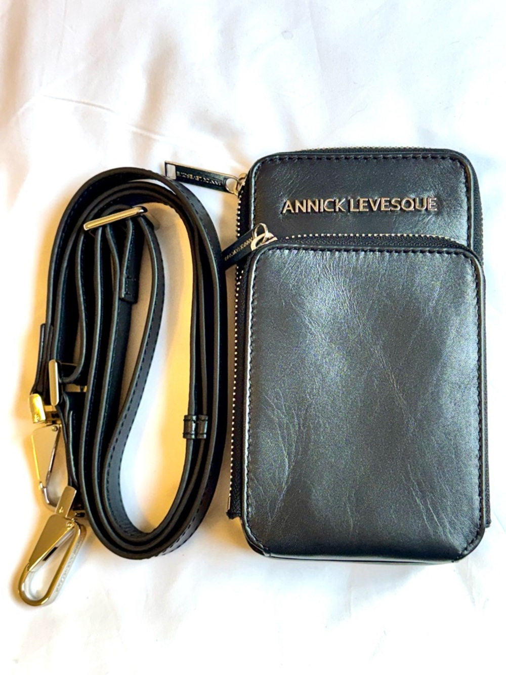 ANNICK LÉVESQUE 'MARIE-JOSEE' CROSSBODY BAG IN BLACK LEATHER